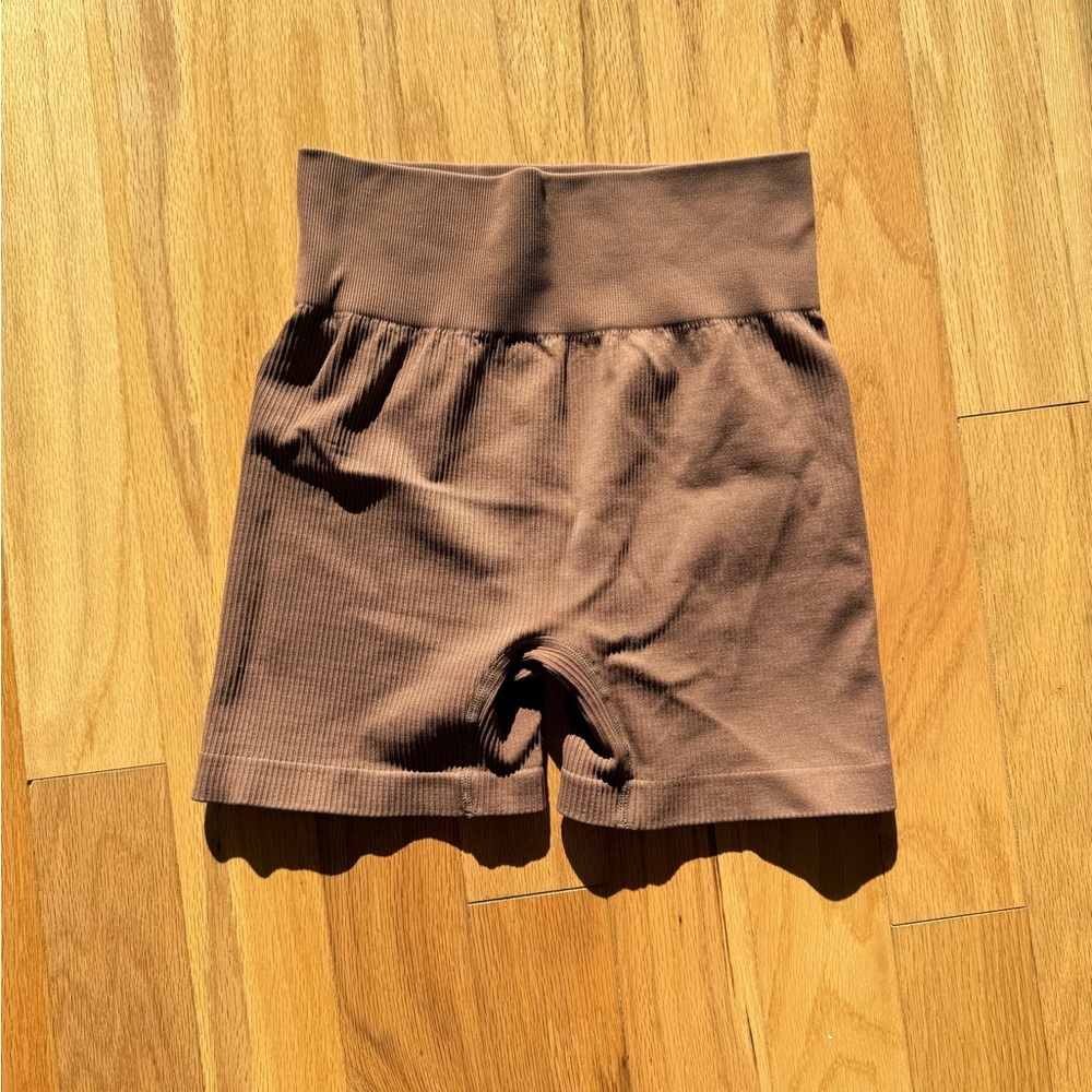 Brown Ribbed Shorts - Picture 2 of 2